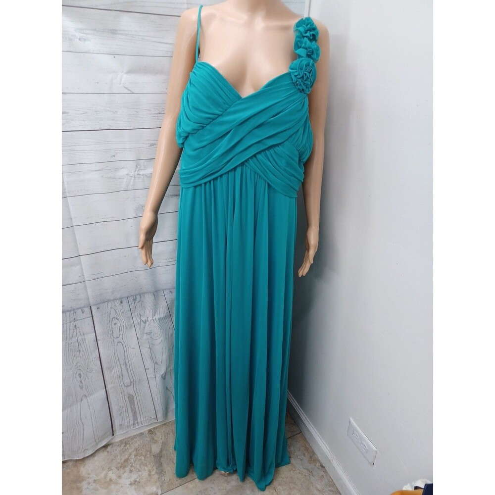 Vtg Cindy Usa Green Chiffon Strapless Bridesmaid Prom Formal Maxi Dress Sz 4XL